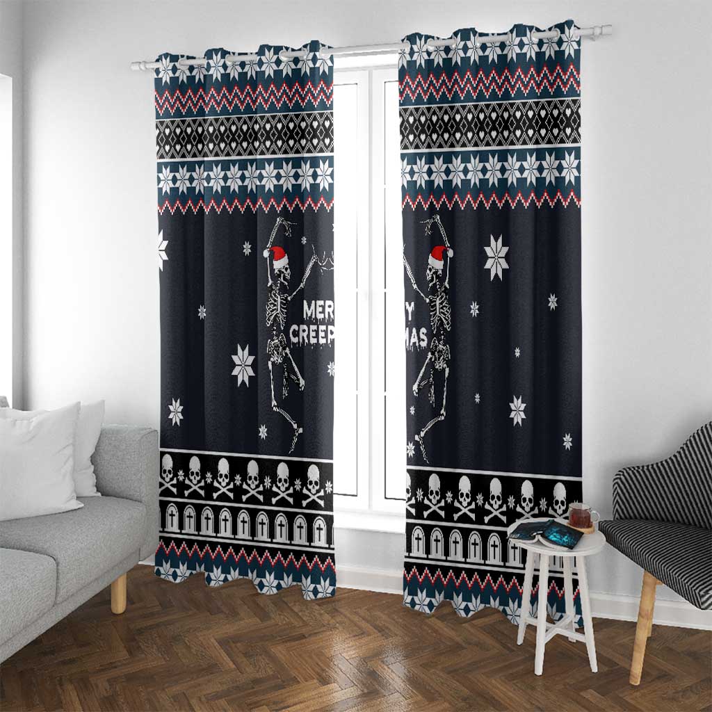 Skeleton Merry Creepmas Christmas Window Curtain Xmas Holiday Patterns - Wonder Print Shop