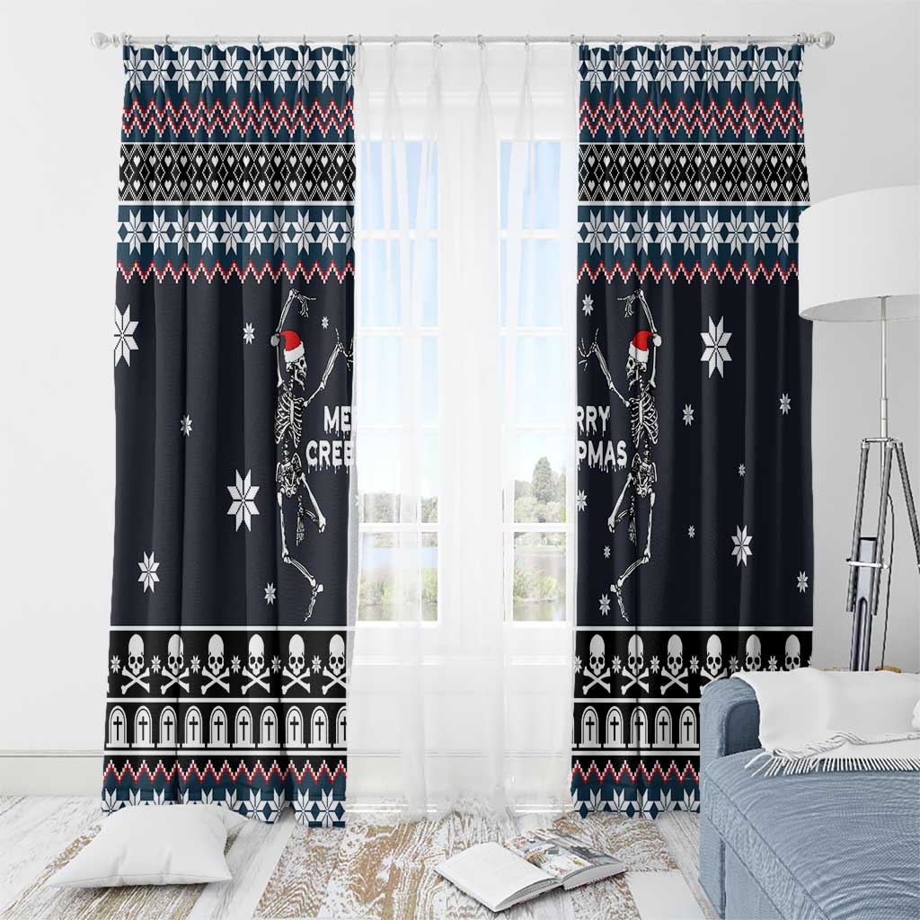 Skeleton Merry Creepmas Christmas Window Curtain Xmas Holiday Patterns - Wonder Print Shop