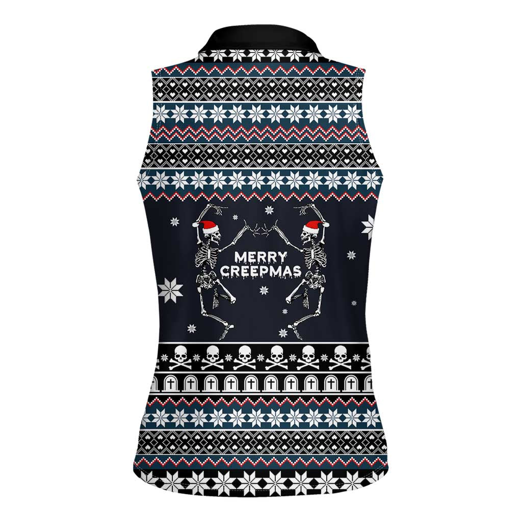 Skeleton Merry Creepmas Christmas Women Sleeveless Polo Shirt Xmas Holiday Patterns - Wonder Print Shop