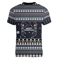 Skeleton Merry Creepmas Christmas Women V-Neck T-Shirt Xmas Holiday Patterns - Wonder Print Shop