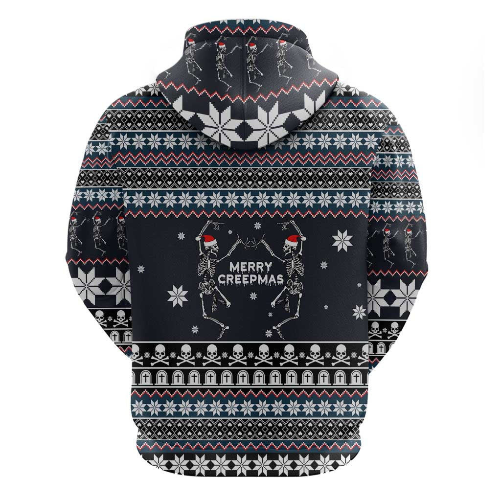 Skeleton Merry Creepmas Christmas Zip Hoodie Xmas Holiday Patterns - Wonder Print Shop