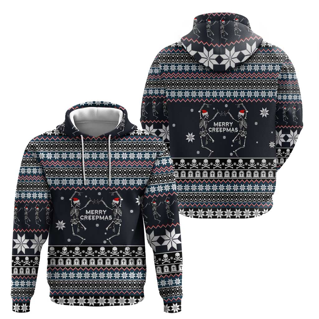 Skeleton Merry Creepmas Christmas Zip Hoodie Xmas Holiday Patterns - Wonder Print Shop