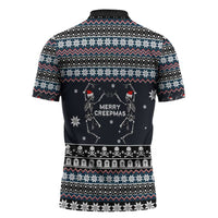 Skeleton Merry Creepmas Christmas Zipper Polo Shirt Xmas Holiday Patterns - Wonder Print Shop