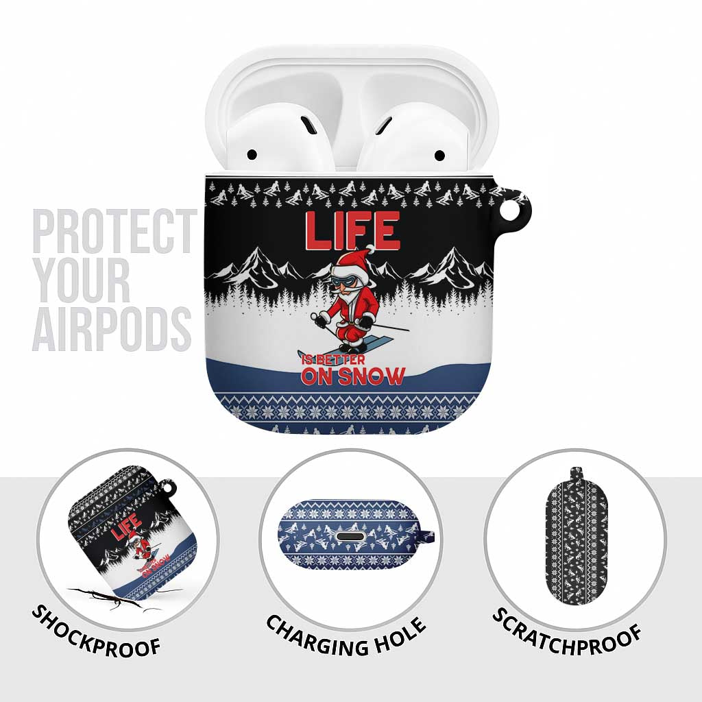 Skiing Life Is Better On Snow Christmas AirPods Case Xmas Holiday Patterns - Wonder Print Shop