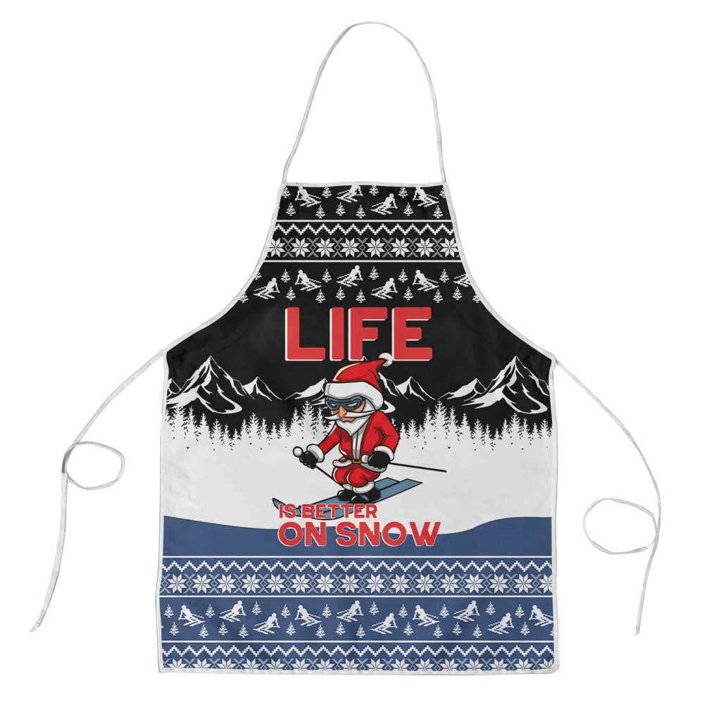 Skiing Life Is Better On Snow Christmas Apron Xmas Holiday Patterns - Wonder Print Shop