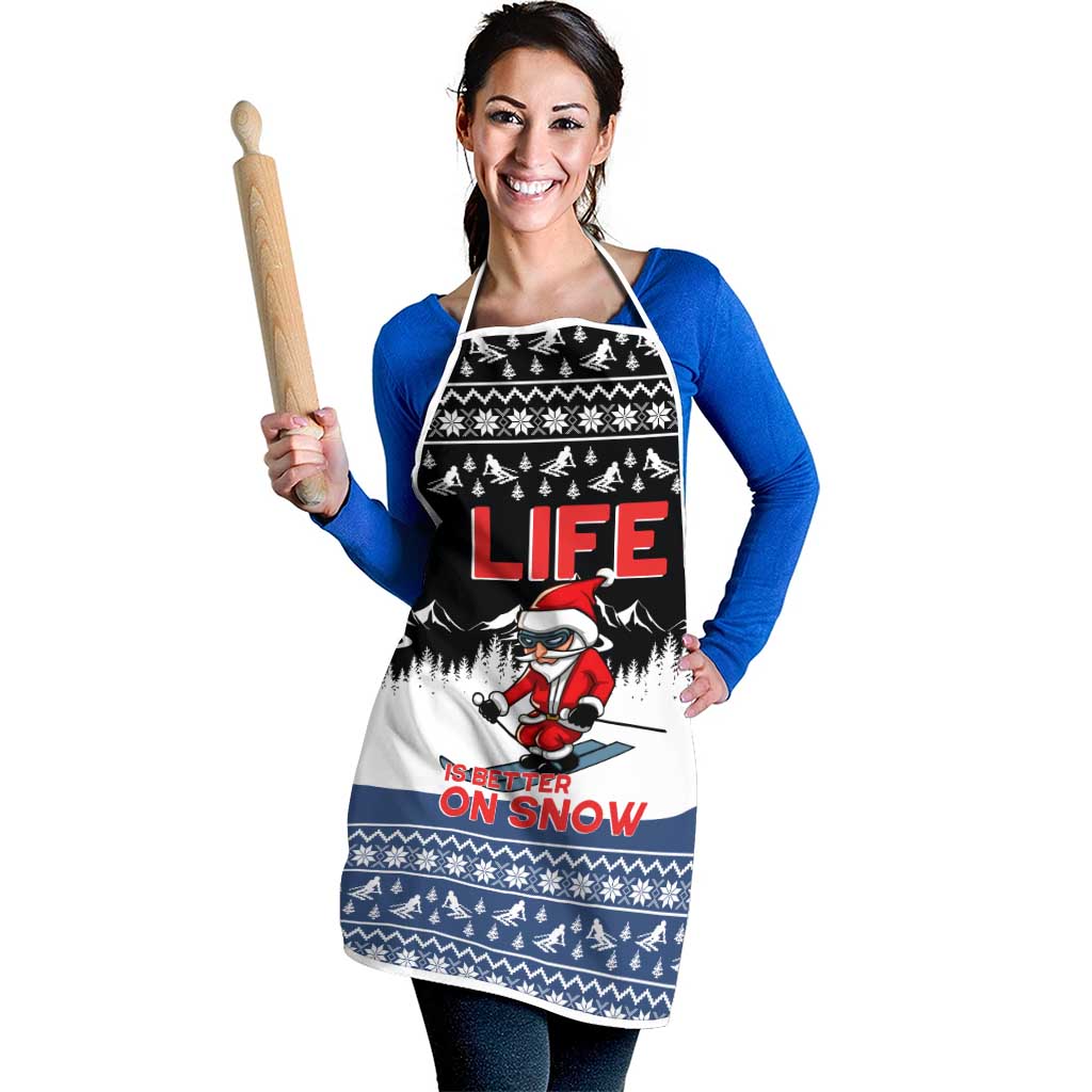 Skiing Life Is Better On Snow Christmas Apron Xmas Holiday Patterns - Wonder Print Shop