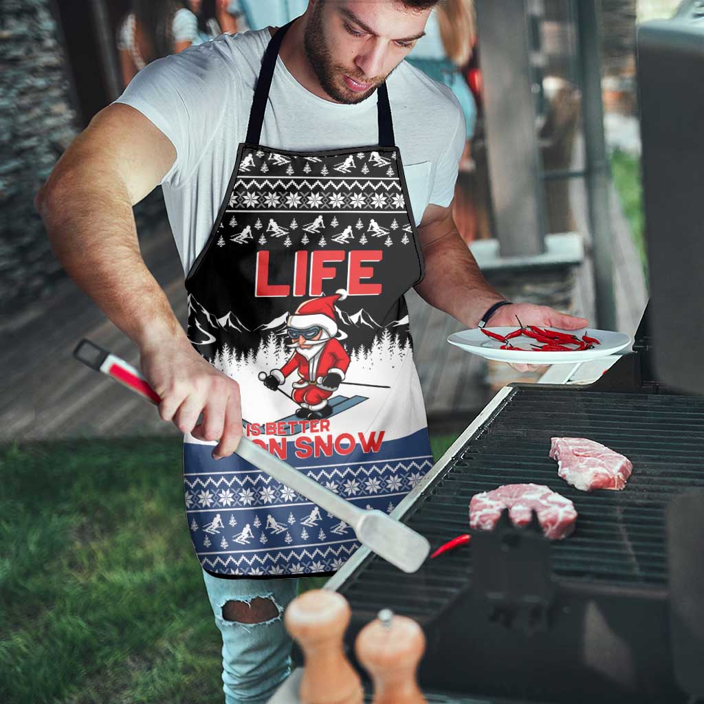Skiing Life Is Better On Snow Christmas Apron Xmas Holiday Patterns - Wonder Print Shop