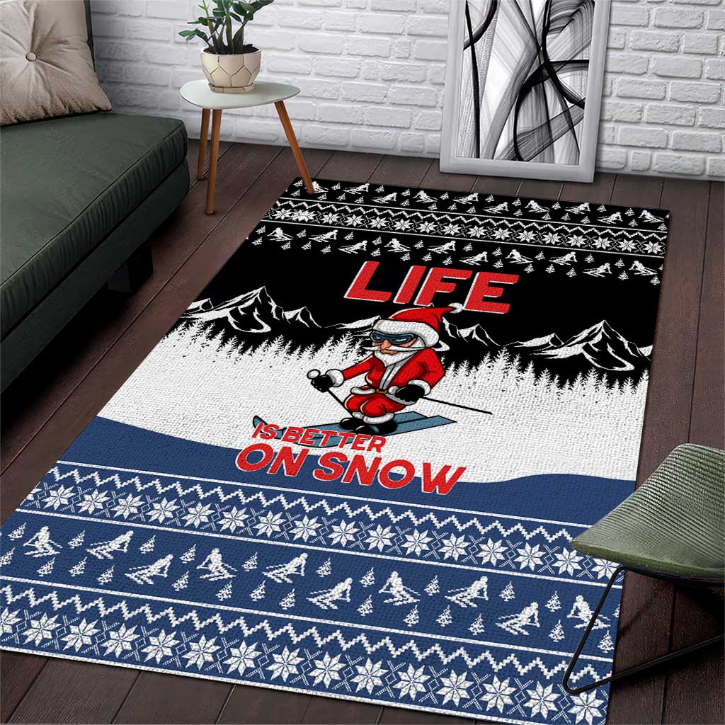 Skiing Life Is Better On Snow Christmas Area Rug Xmas Holiday Patterns - Wonder Print Shop