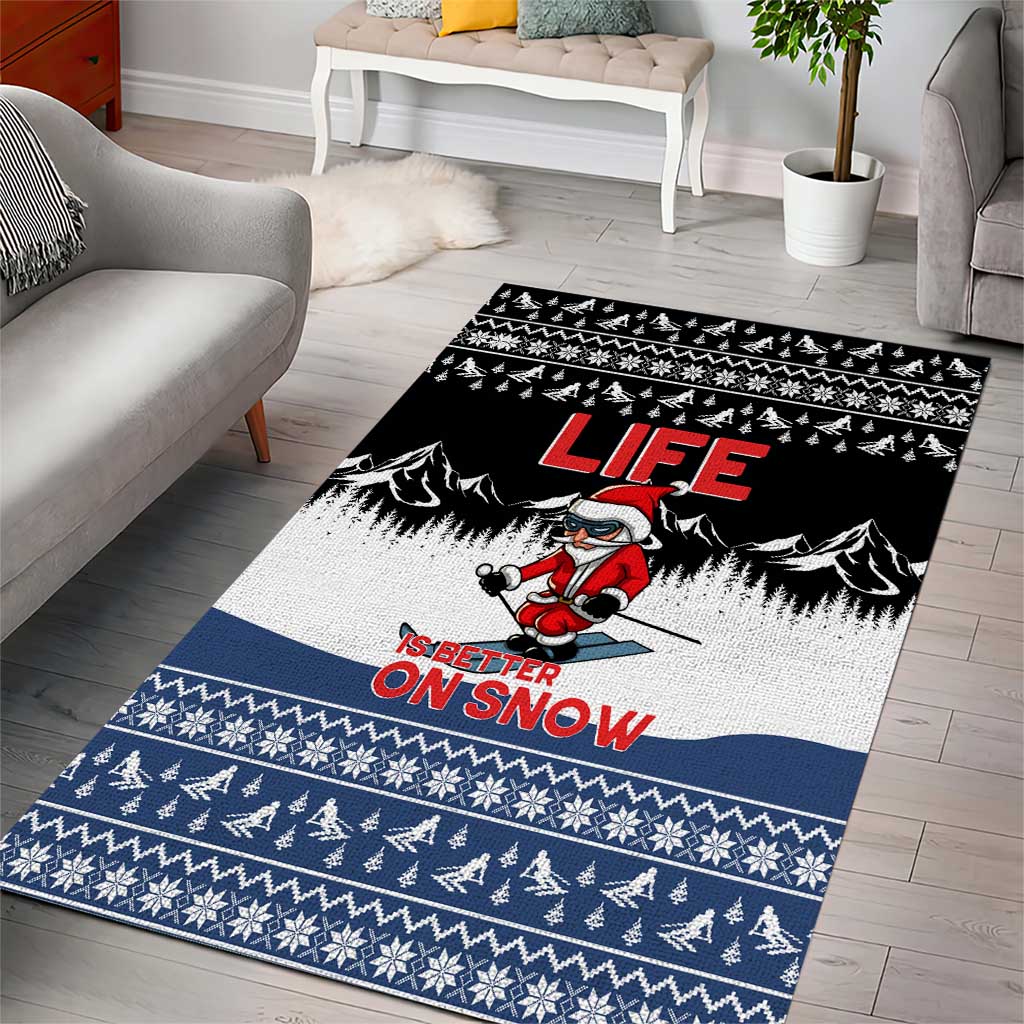 Skiing Life Is Better On Snow Christmas Area Rug Xmas Holiday Patterns - Wonder Print Shop