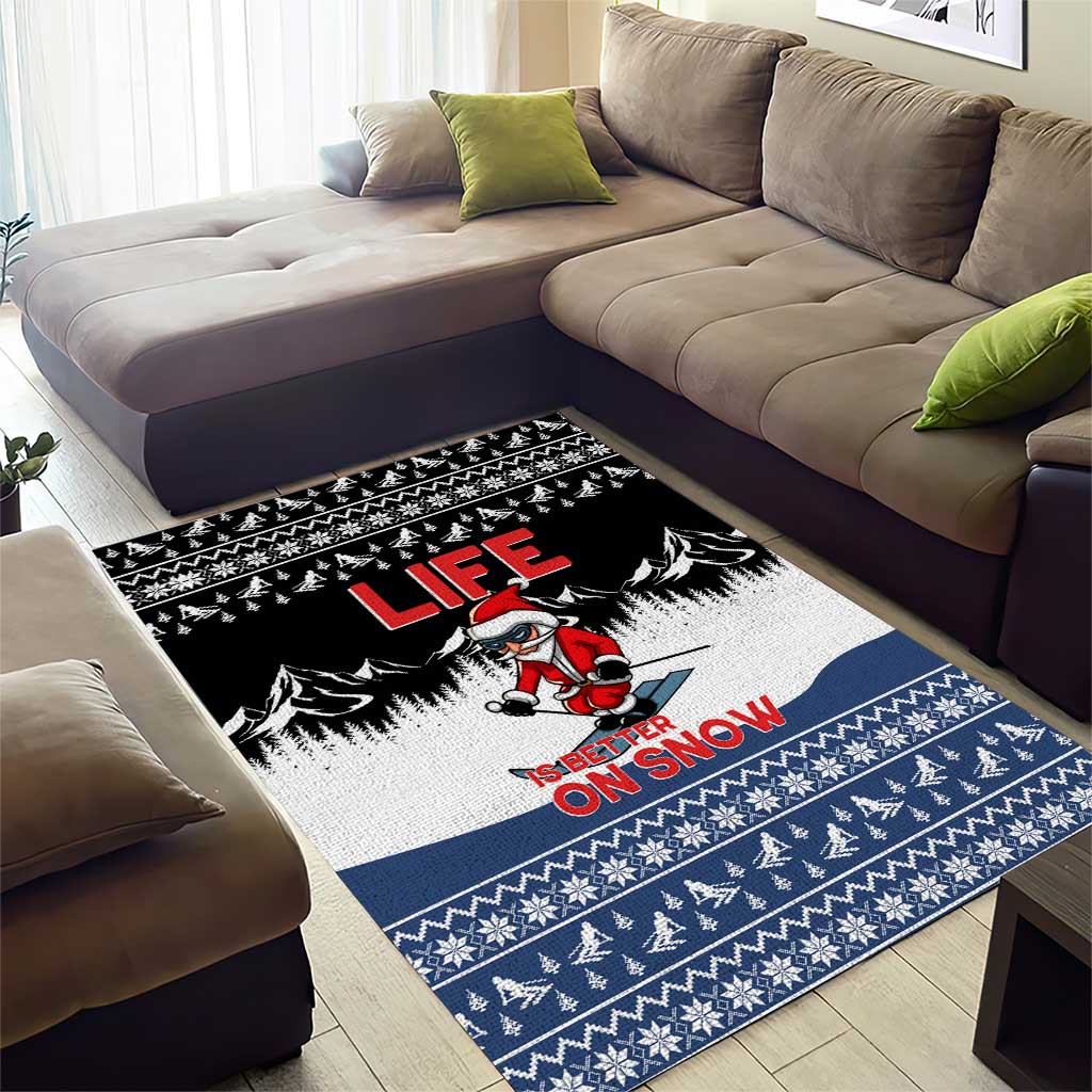 Skiing Life Is Better On Snow Christmas Area Rug Xmas Holiday Patterns - Wonder Print Shop