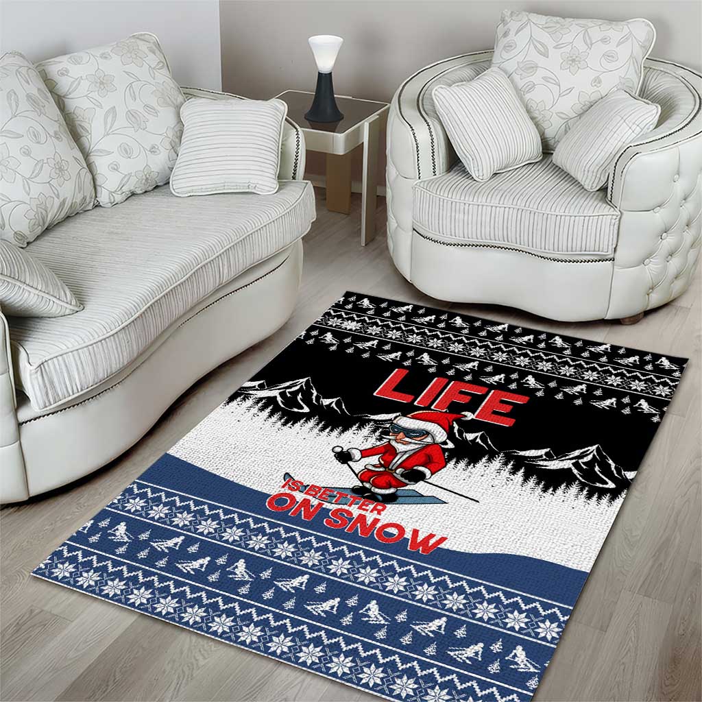 Skiing Life Is Better On Snow Christmas Area Rug Xmas Holiday Patterns - Wonder Print Shop