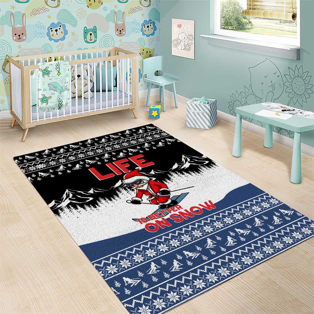 Skiing Life Is Better On Snow Christmas Area Rug Xmas Holiday Patterns - Wonder Print Shop