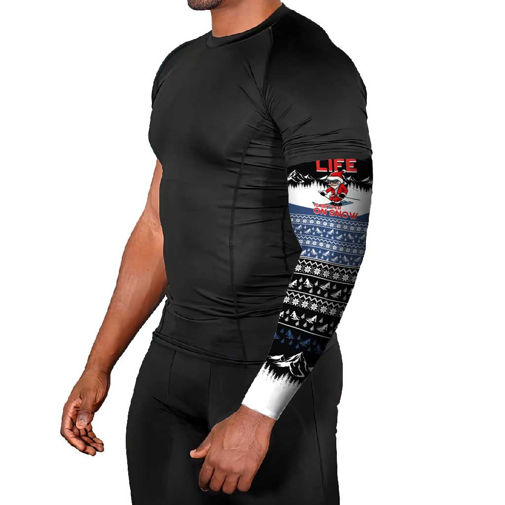 Skiing Life Is Better On Snow Christmas Arm Sleeves Xmas Holiday Patterns - Wonder Print Shop