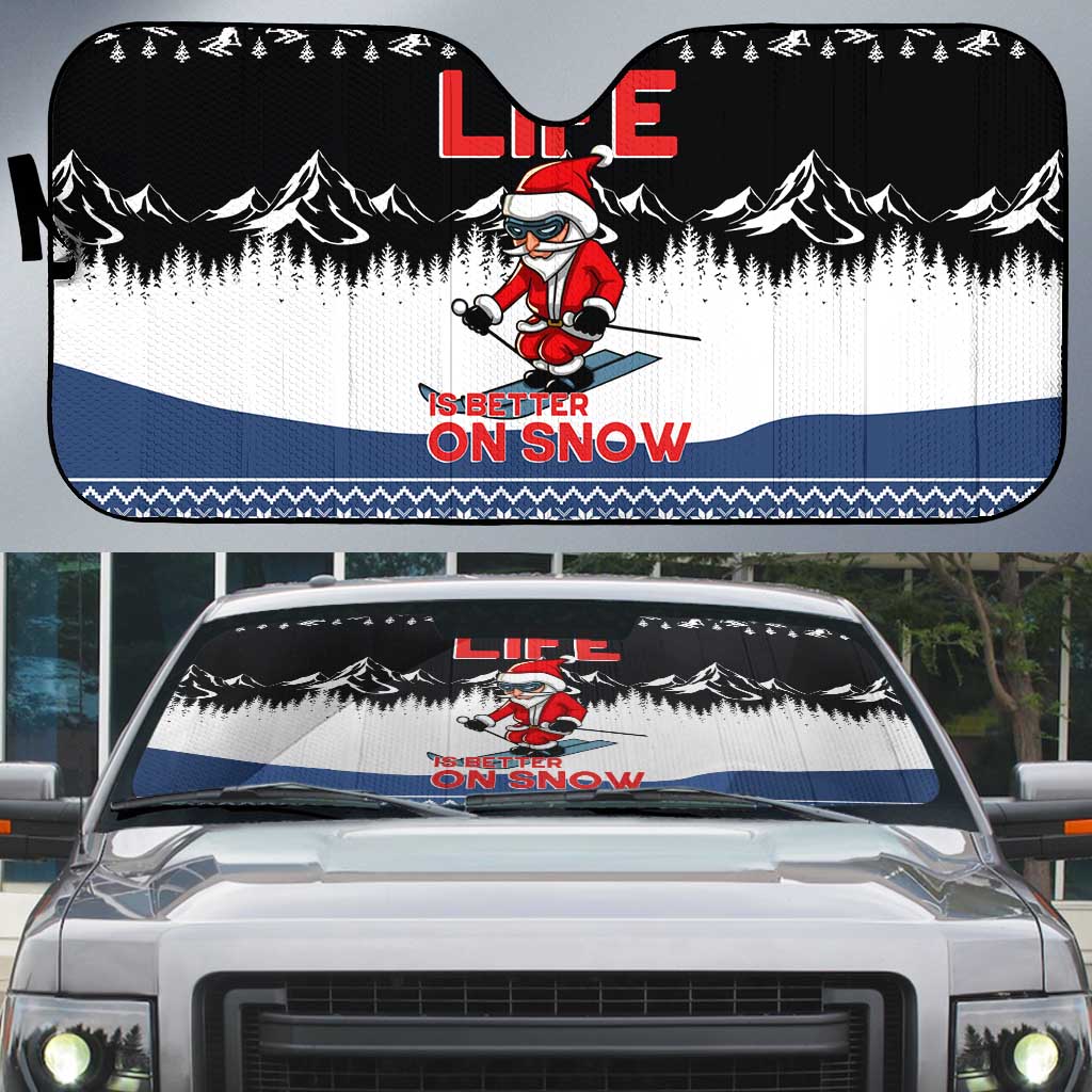 Skiing Life Is Better On Snow Christmas Auto Sun Shade Xmas Holiday Patterns - Wonder Print Shop