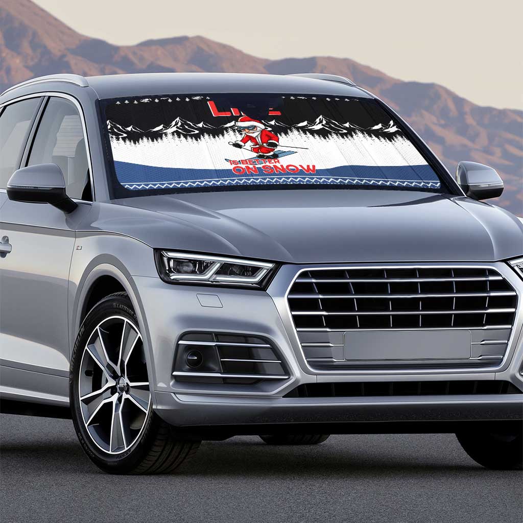 Skiing Life Is Better On Snow Christmas Auto Sun Shade Xmas Holiday Patterns - Wonder Print Shop