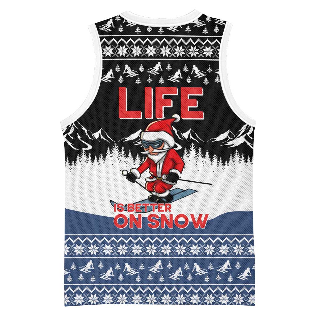 Skiing Life Is Better On Snow Christmas Basketball Jersey Xmas Holiday Patterns - Wonder Print Shop
