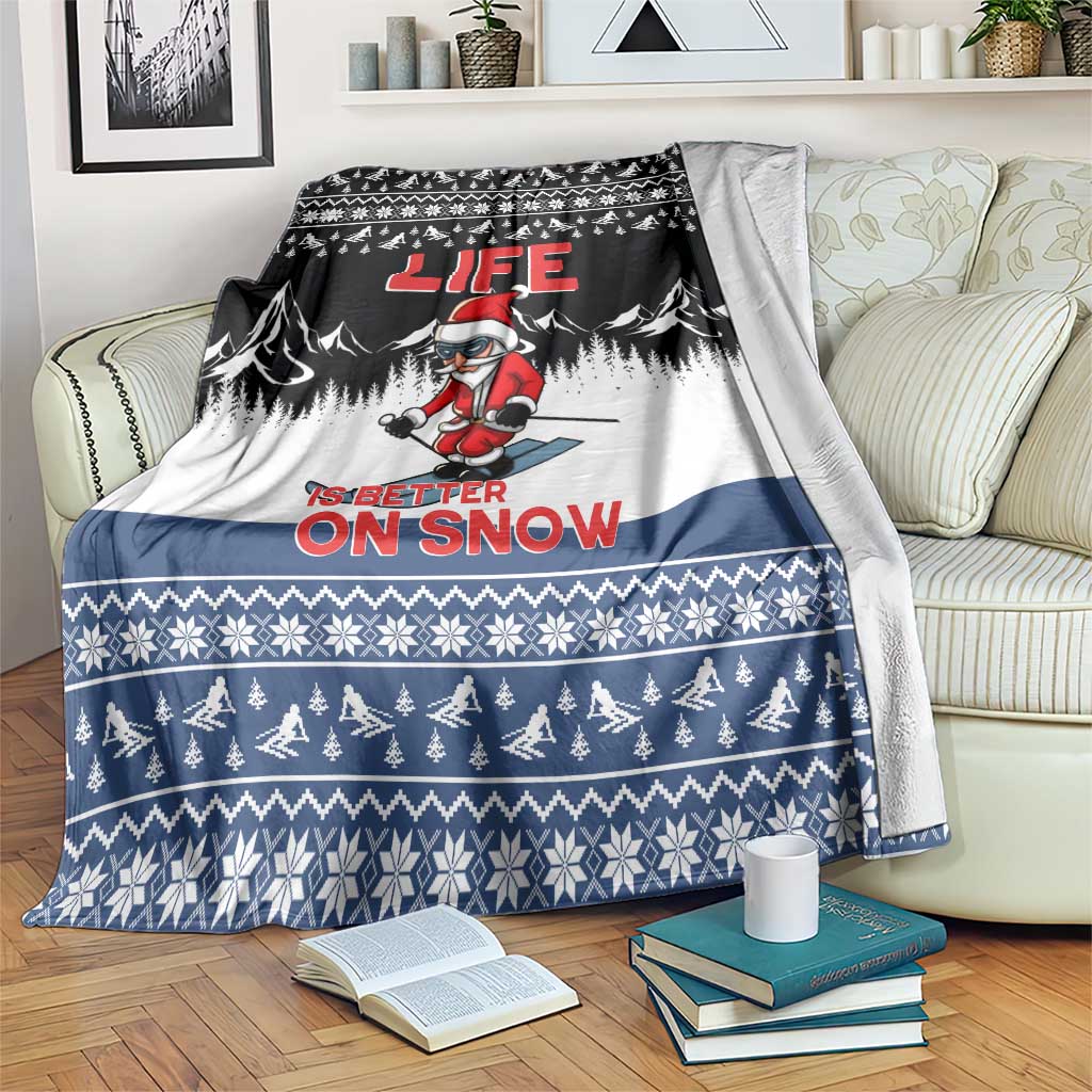 Skiing Life Is Better On Snow Christmas Blanket Xmas Holiday Patterns - Wonder Print Shop