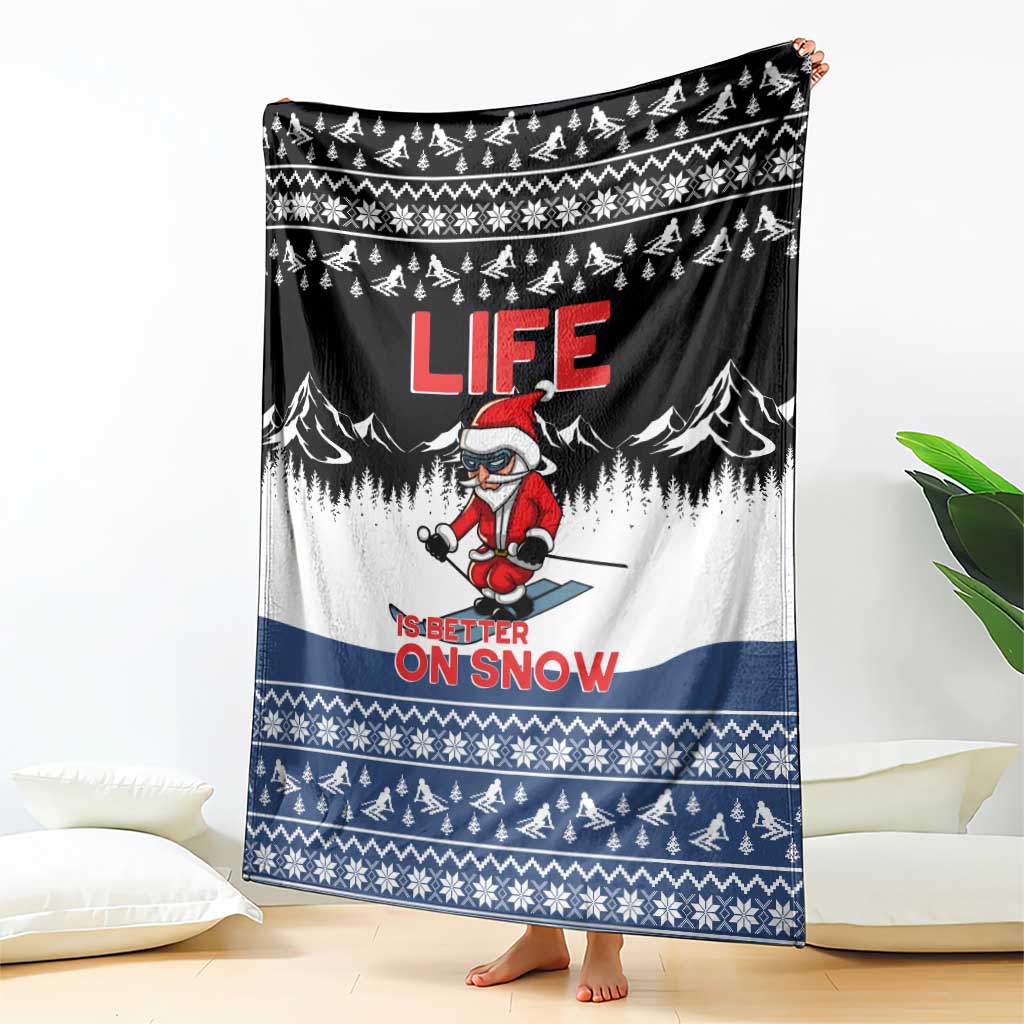 Skiing Life Is Better On Snow Christmas Blanket Xmas Holiday Patterns - Wonder Print Shop