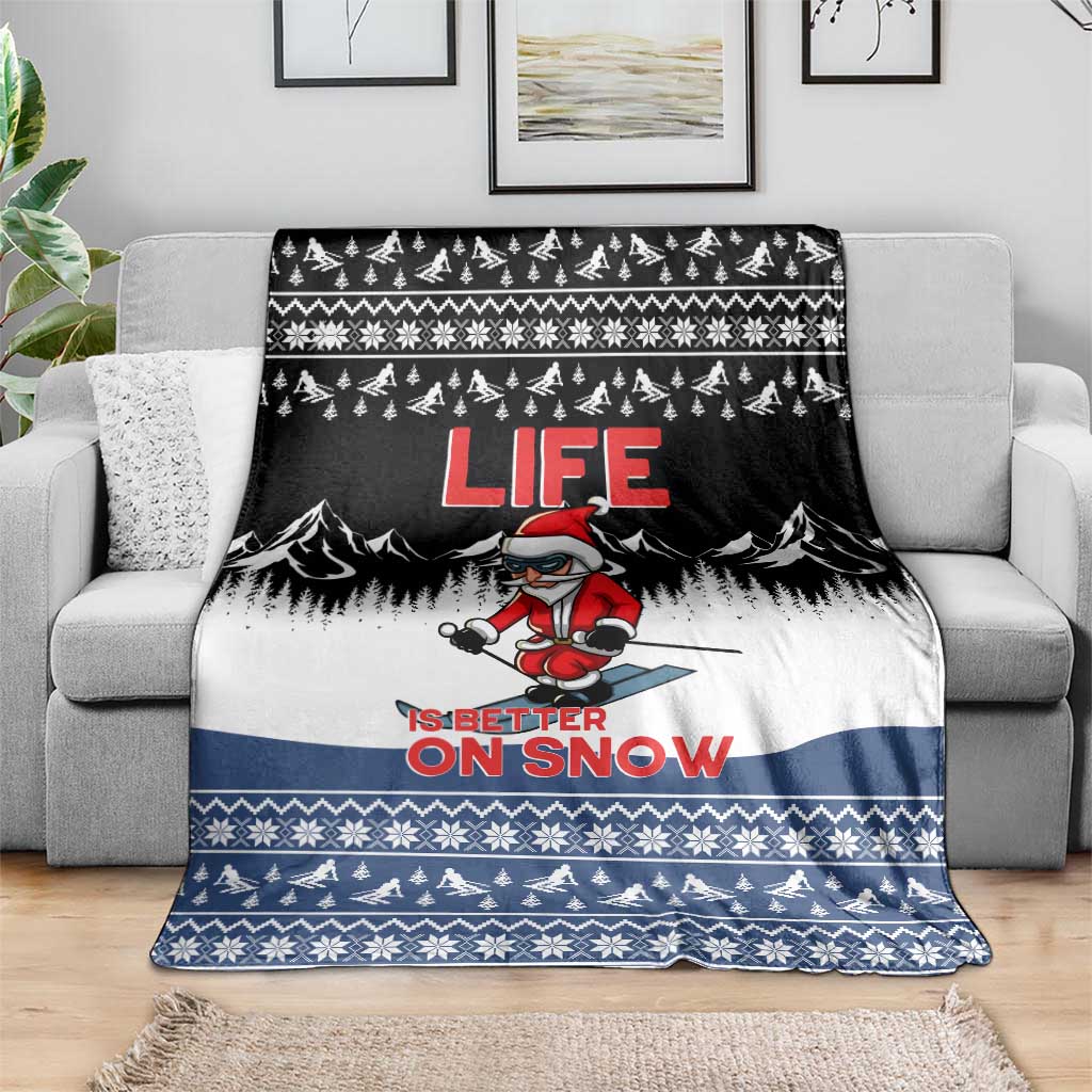 Skiing Life Is Better On Snow Christmas Blanket Xmas Holiday Patterns - Wonder Print Shop