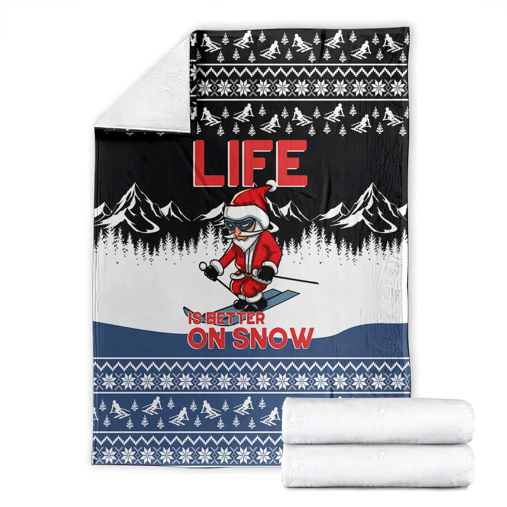 Skiing Life Is Better On Snow Christmas Blanket Xmas Holiday Patterns - Wonder Print Shop