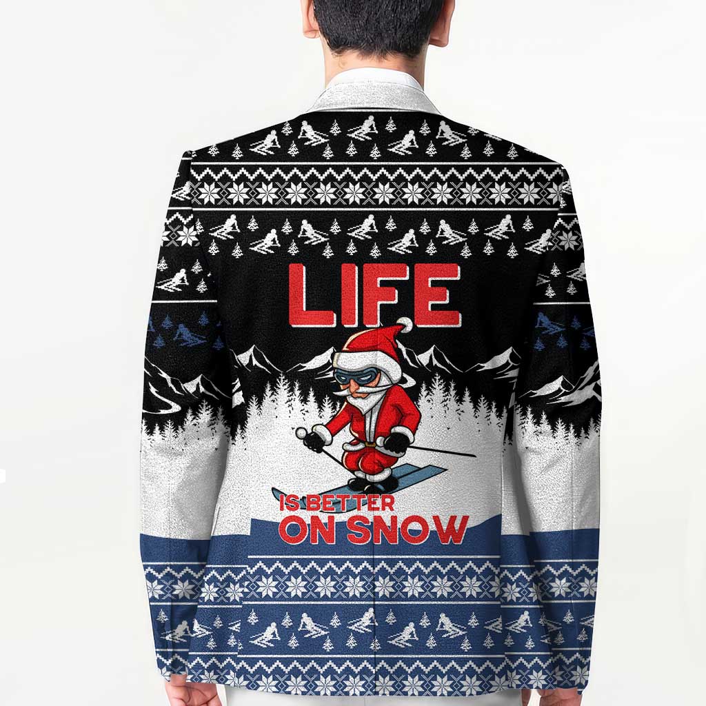 Skiing Life Is Better On Snow Christmas Blazer Xmas Holiday Patterns - Wonder Print Shop