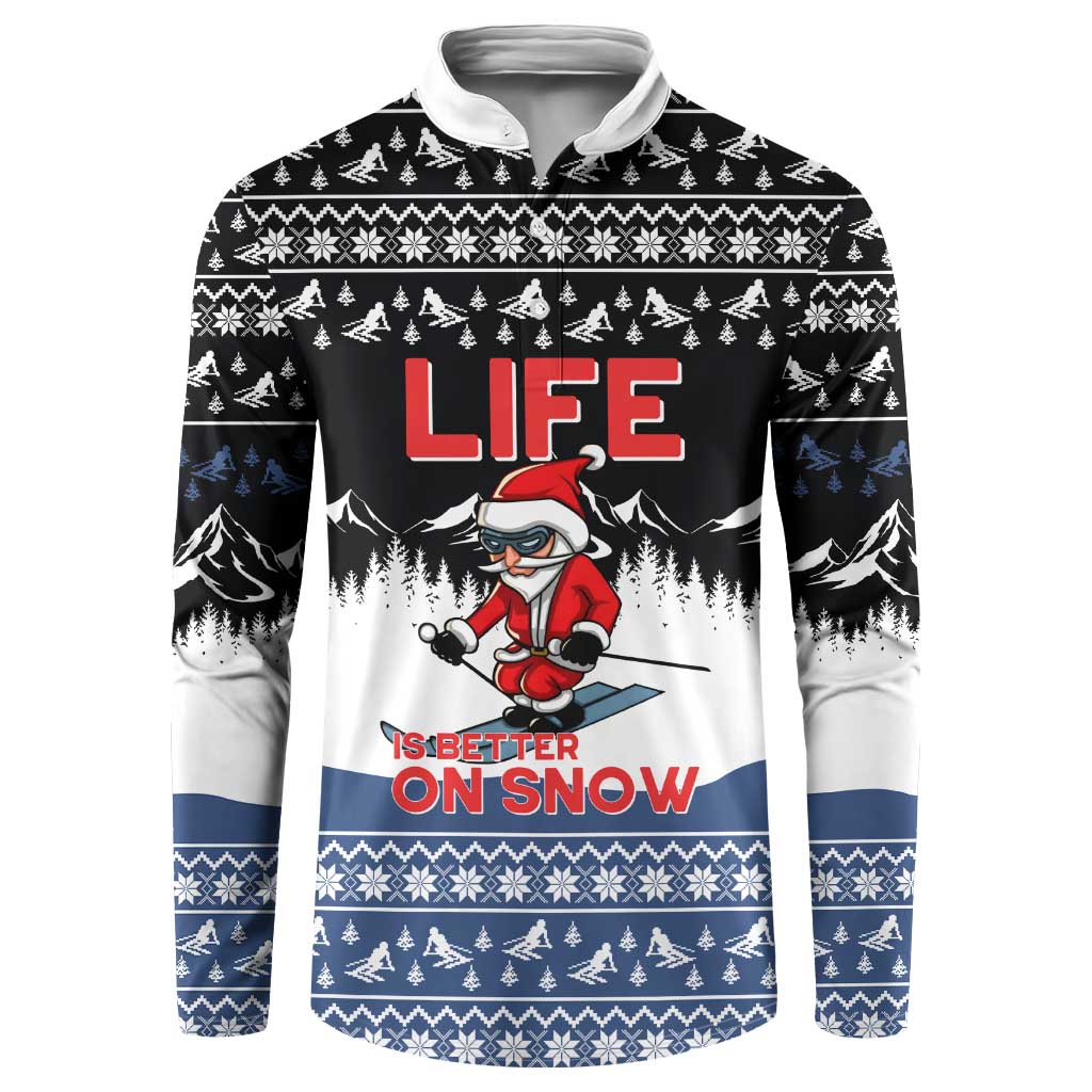 Skiing Life Is Better On Snow Christmas Button Sweatshirt Xmas Holiday Patterns - Wonder Print Shop