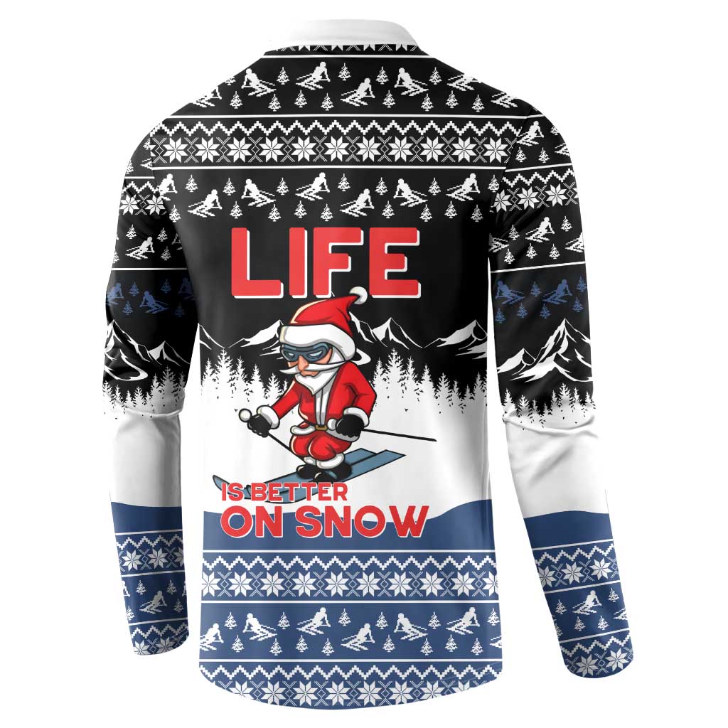 Skiing Life Is Better On Snow Christmas Button Sweatshirt Xmas Holiday Patterns - Wonder Print Shop