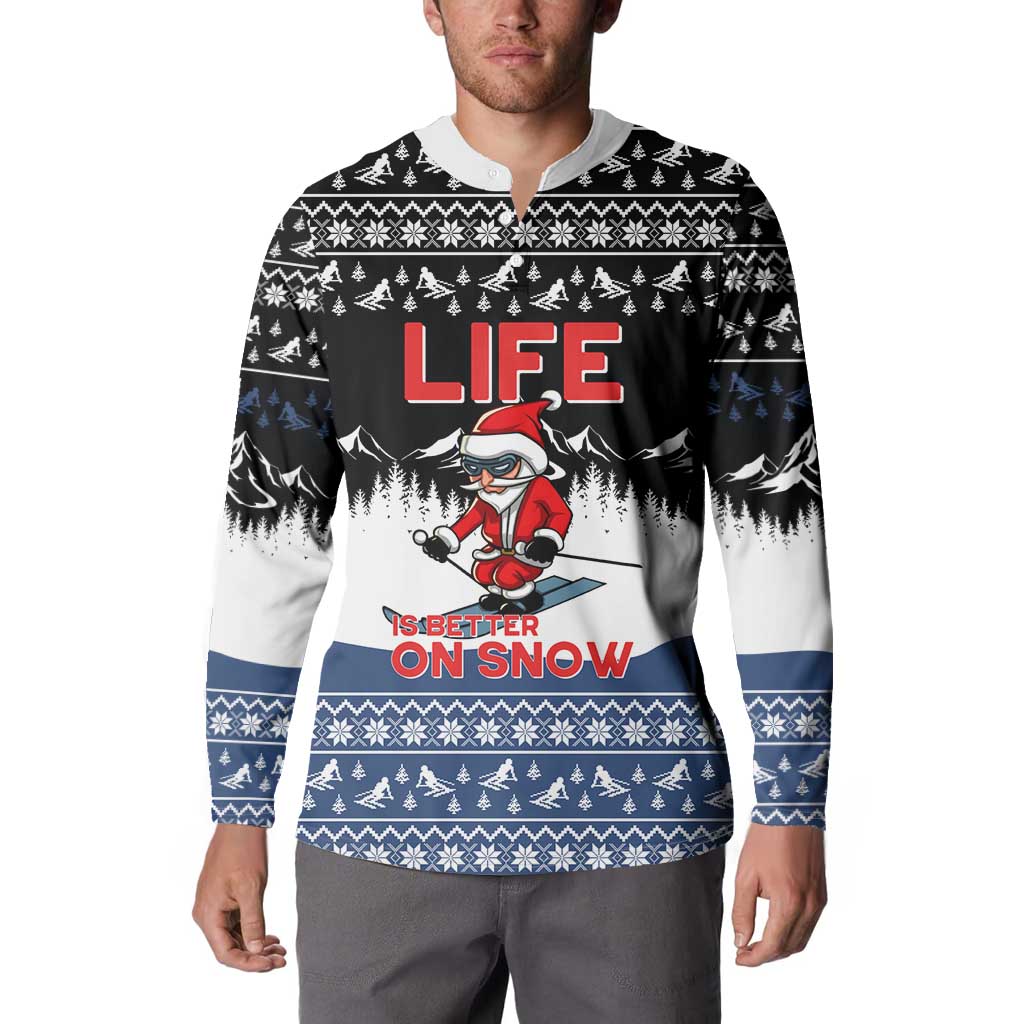 Skiing Life Is Better On Snow Christmas Button Sweatshirt Xmas Holiday Patterns - Wonder Print Shop