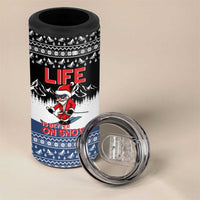 Skiing Life Is Better On Snow Christmas 4 in 1 Can Cooler Tumbler Xmas Holiday Patterns - Wonder Print Shop
