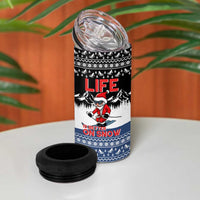 Skiing Life Is Better On Snow Christmas 4 in 1 Can Cooler Tumbler Xmas Holiday Patterns - Wonder Print Shop