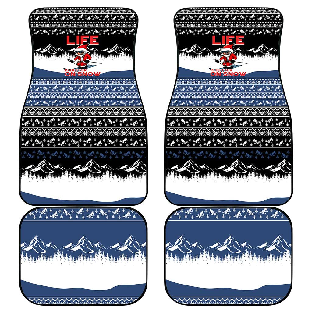 Skiing Life Is Better On Snow Christmas Car Mats Xmas Holiday Patterns - Wonder Print Shop