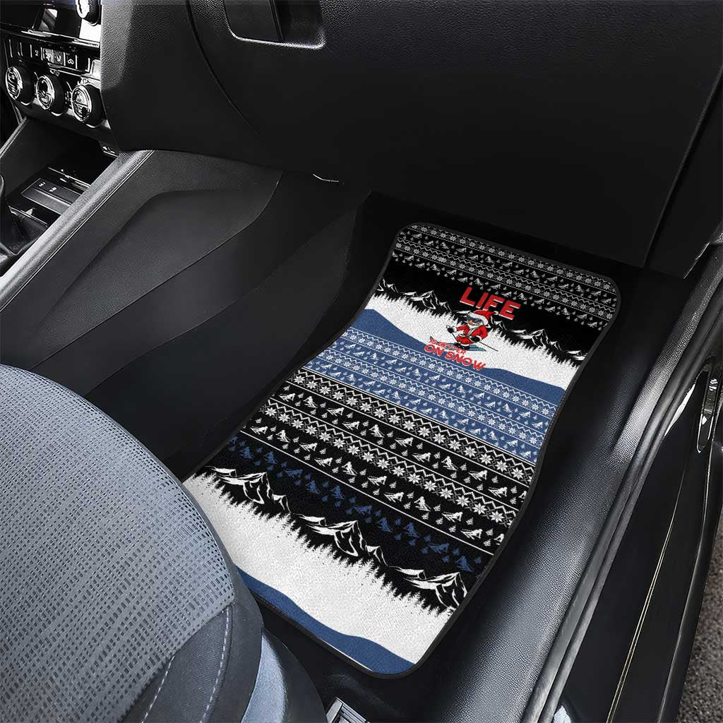 Skiing Life Is Better On Snow Christmas Car Mats Xmas Holiday Patterns - Wonder Print Shop