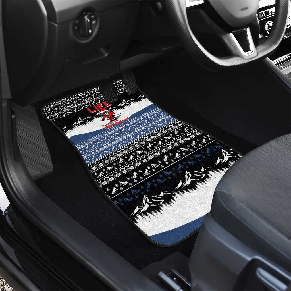 Skiing Life Is Better On Snow Christmas Car Mats Xmas Holiday Patterns - Wonder Print Shop