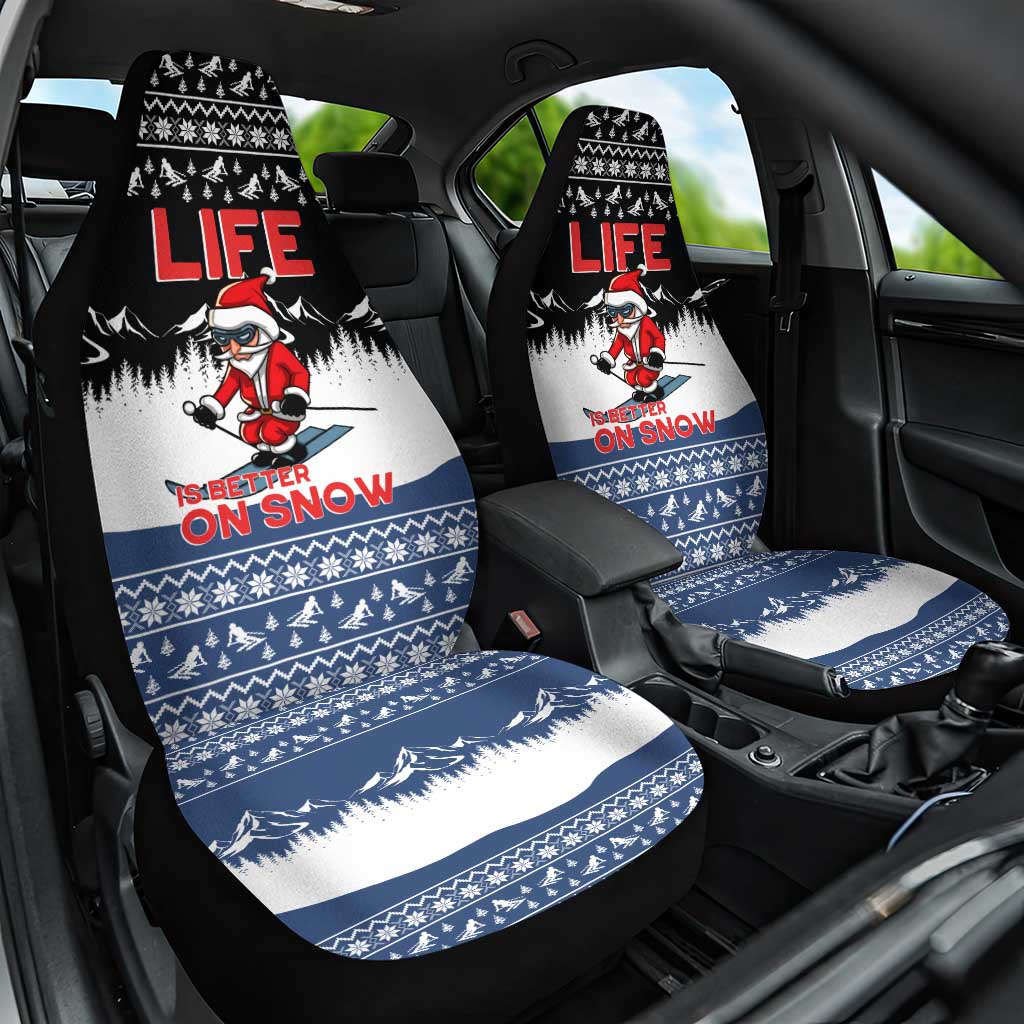 Skiing Life Is Better On Snow Christmas Car Seat Cover Xmas Holiday Patterns - Wonder Print Shop