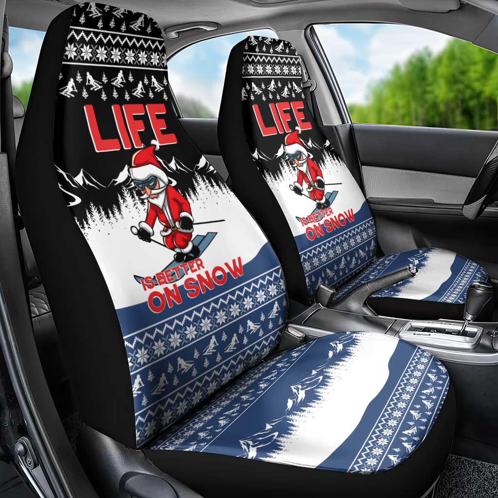 Skiing Life Is Better On Snow Christmas Car Seat Cover Xmas Holiday Patterns - Wonder Print Shop