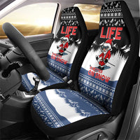 Skiing Life Is Better On Snow Christmas Car Seat Cover Xmas Holiday Patterns - Wonder Print Shop