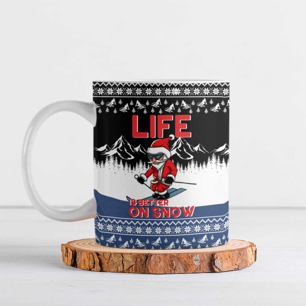 Skiing Life Is Better On Snow Christmas Ceramic Mug Xmas Holiday Patterns - Wonder Print Shop