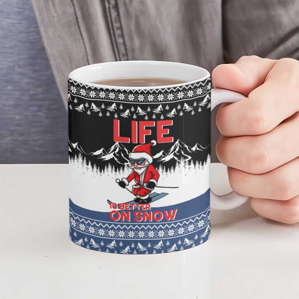 Skiing Life Is Better On Snow Christmas Ceramic Mug Xmas Holiday Patterns - Wonder Print Shop