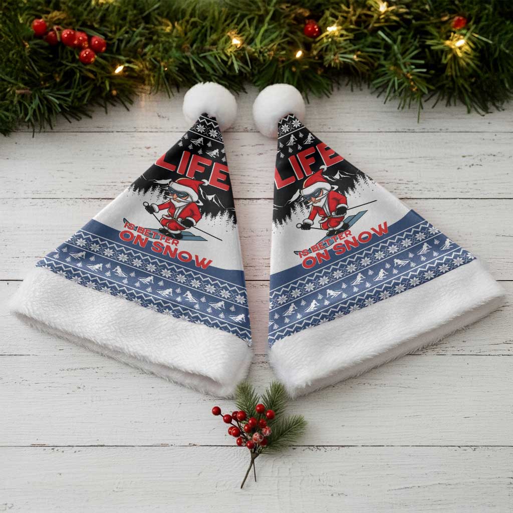 Skiing Life Is Better On Snow Christmas Santa Hat Xmas Holiday Patterns - Wonder Print Shop