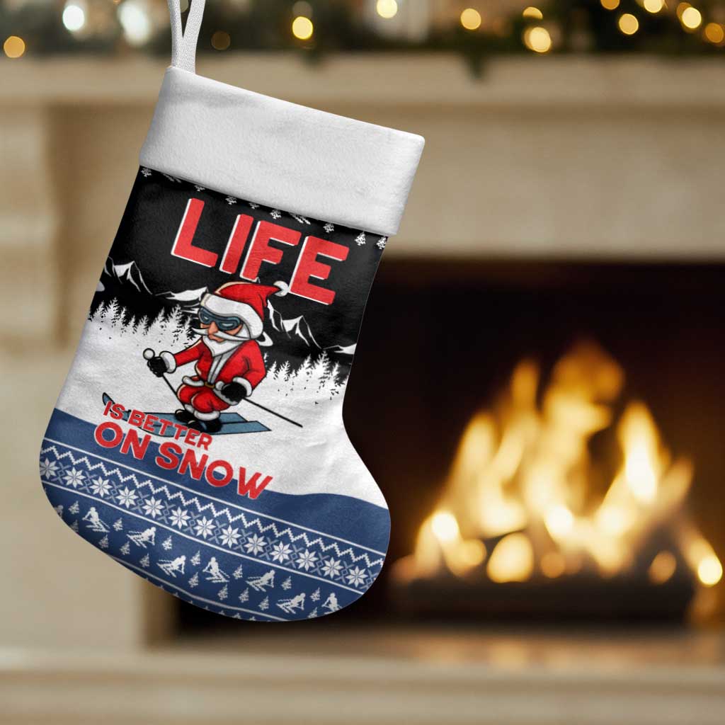 Skiing Life Is Better On Snow Christmas Stocking Xmas Holiday Patterns - Wonder Print Shop
