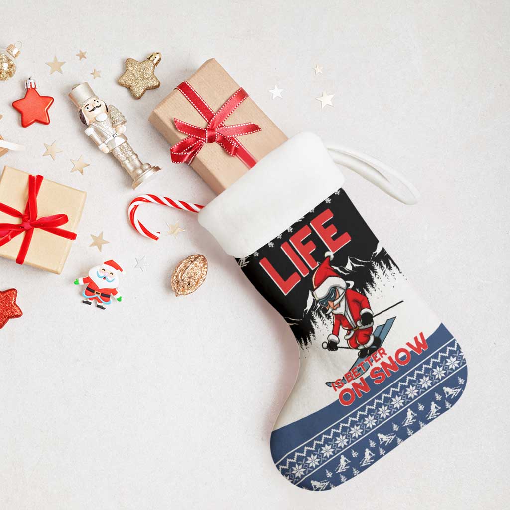 Skiing Life Is Better On Snow Christmas Stocking Xmas Holiday Patterns - Wonder Print Shop