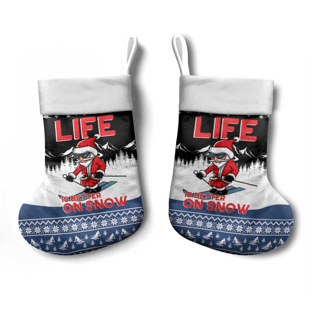 Skiing Life Is Better On Snow Christmas Stocking Xmas Holiday Patterns - Wonder Print Shop