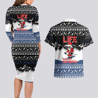 Skiing Life Is Better On Snow Christmas Couples Matching Long Sleeve Bodycon Dress and Hawaiian Shirt Xmas Holiday Patterns - Wonder Print Shop