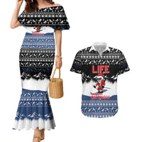 Skiing Life Is Better On Snow Christmas Couples Matching Mermaid Dress and Hawaiian Shirt Xmas Holiday Patterns - Wonder Print Shop