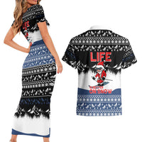 Skiing Life Is Better On Snow Christmas Couples Matching Short Sleeve Bodycon Dress and Hawaiian Shirt Xmas Holiday Patterns - Wonder Print Shop