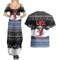 Skiing Life Is Better On Snow Christmas Couples Matching Summer Maxi Dress and Hawaiian Shirt Xmas Holiday Patterns - Wonder Print Shop