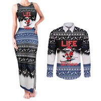 Skiing Life Is Better On Snow Christmas Couples Matching Tank Maxi Dress and Long Sleeve Button Shirt Xmas Holiday Patterns - Wonder Print Shop