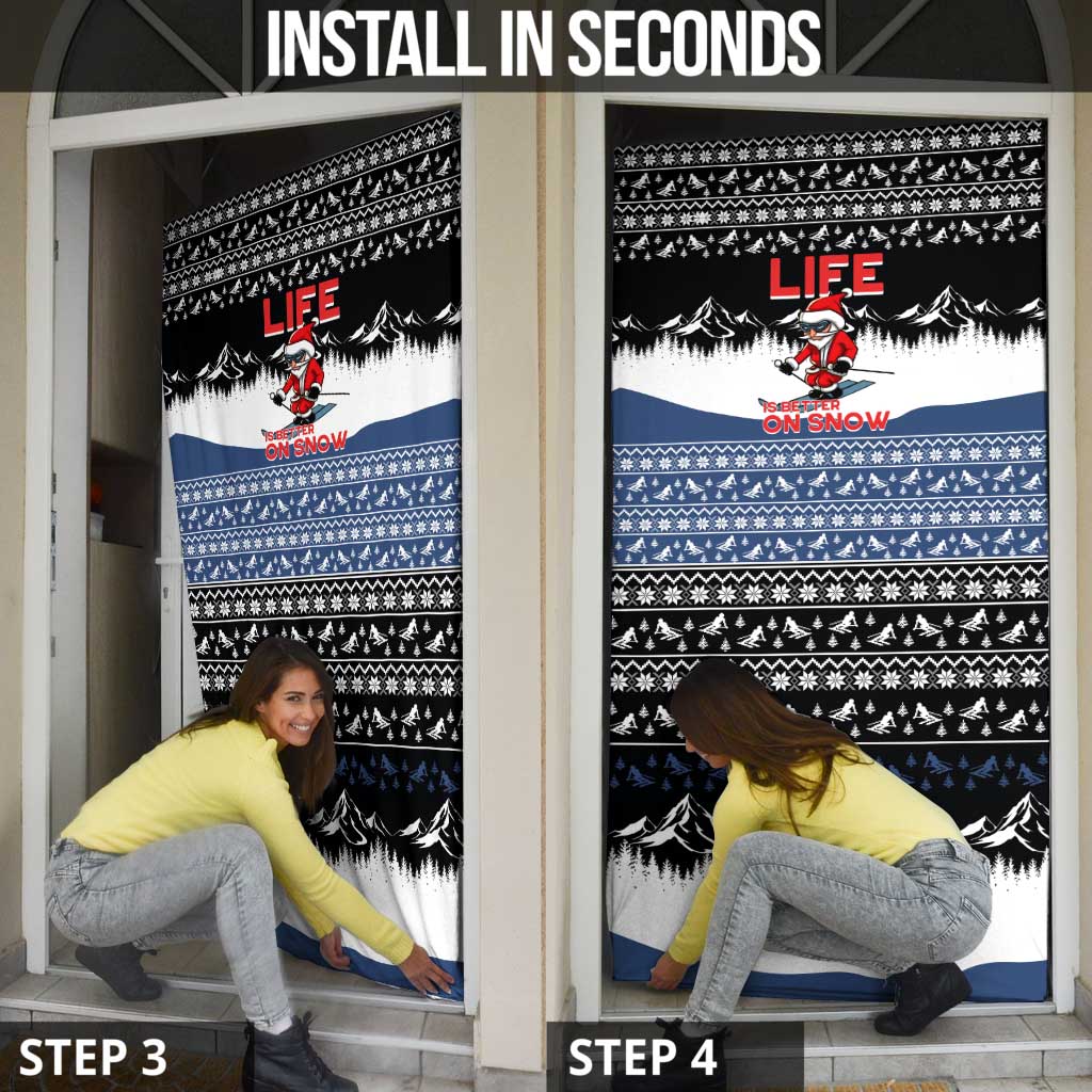 Skiing Life Is Better On Snow Christmas Door Cover Xmas Holiday Patterns - Wonder Print Shop