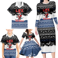 Skiing Life Is Better On Snow Christmas Family Matching Long Sleeve Bodycon Dress and Hawaiian Shirt Xmas Holiday Patterns - Wonder Print Shop
