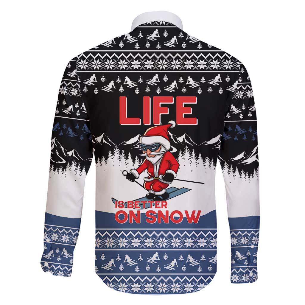 Skiing Life Is Better On Snow Christmas Family Matching Long Sleeve Bodycon Dress and Hawaiian Shirt Xmas Holiday Patterns - Wonder Print Shop
